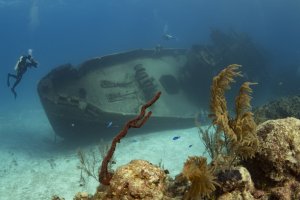 Potápěč a Kittiwake (Grand Cayman)